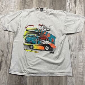Vintage 90s XL Willys Gasser Mid America 1994 Best Fruit Of The Loom‎ USA STAINS